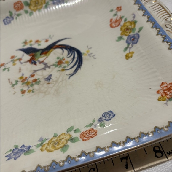 Vintage Floral Square Ceramic Dish with Handles - Picture 7 of 7